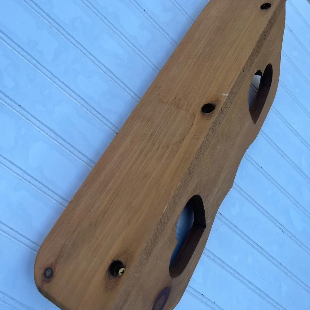Vintage Rustic Wood Wall Shelf Heart Cutouts Farmhouse Display Ledge 18 Inch